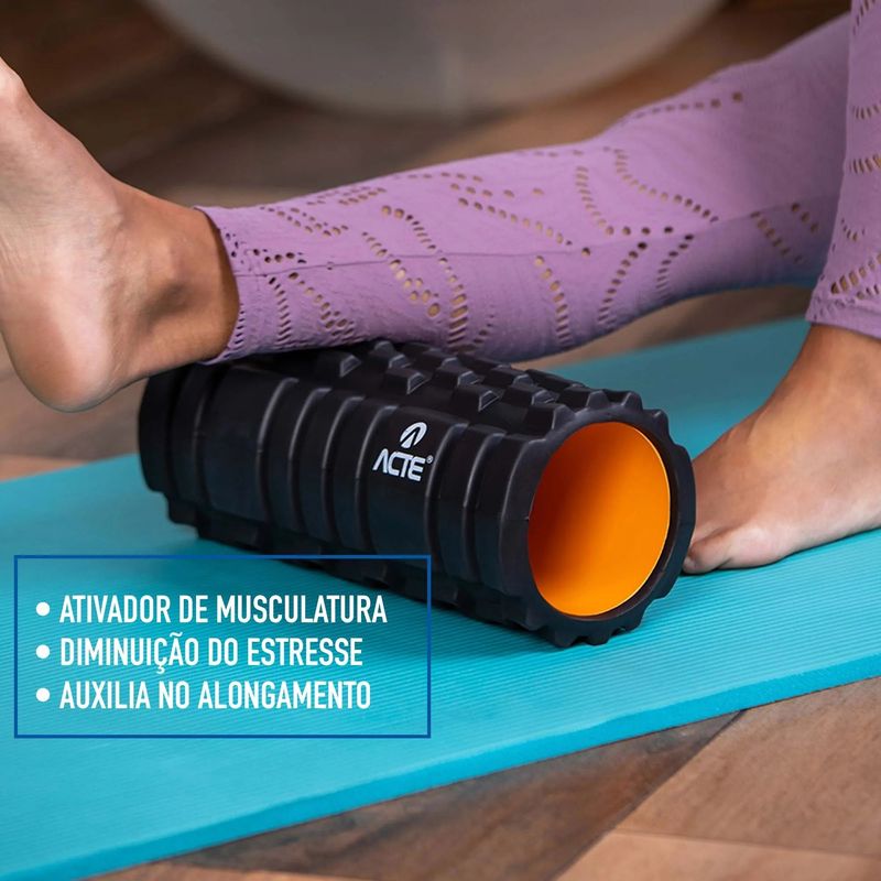 Rolo-Liberacao-Miofascial-Acte-Unissex---Preto-Laranja
