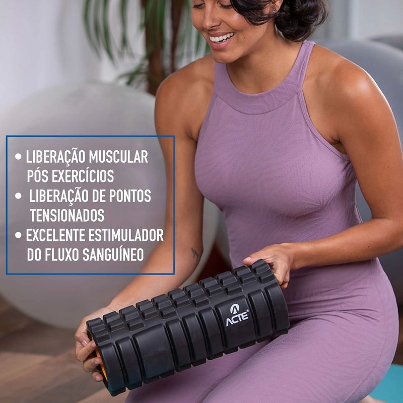 Rolo-Liberacao-Miofascial-Acte-Unissex---Preto-Laranja