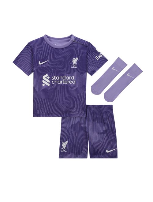 Conjunto Liverpool FC III 23/24 Nike Infantil - Roxo/Branco
