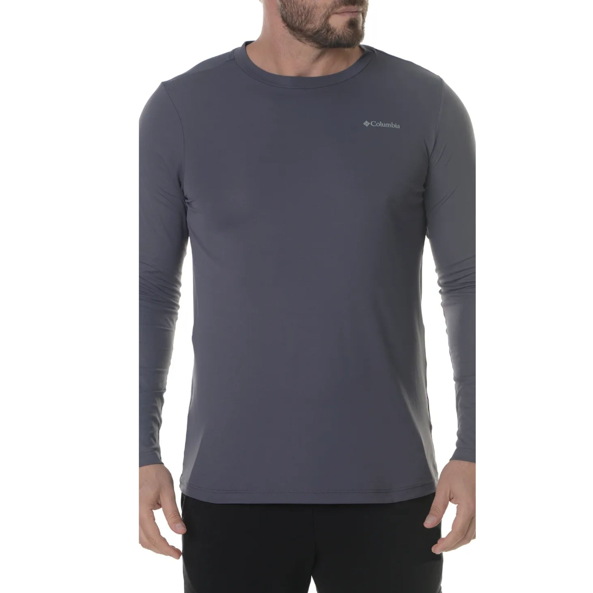 Camiseta Manga Longa Columbia Neblina Masculina - Cinza Escuro