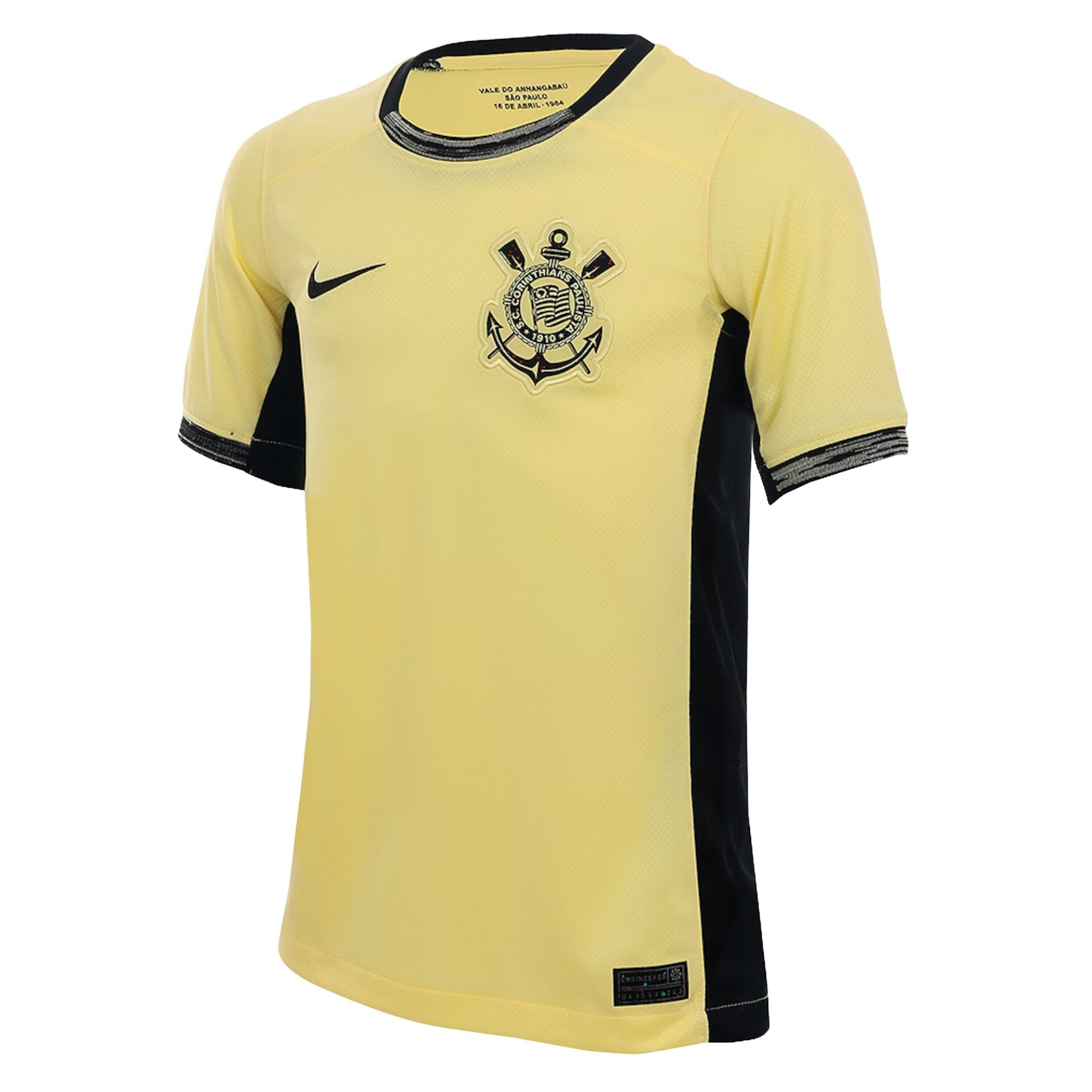 Camisa Corinthians III 2023/24 Nike Pro Infantil - Amarela/Preta