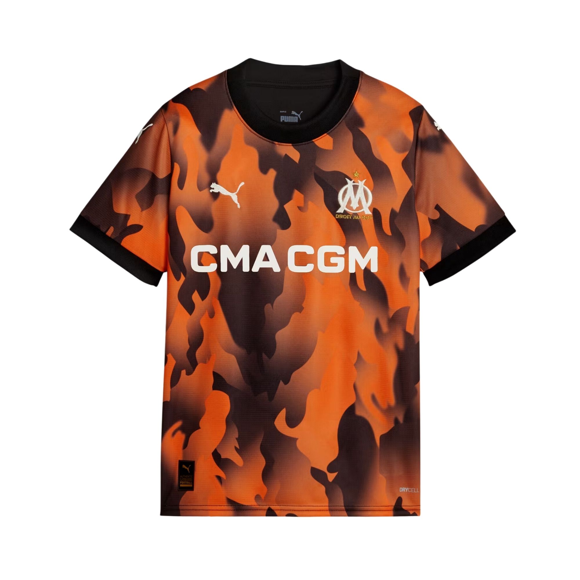 Camisa Olympique De Marseille III 23/24 Puma Infantil - Laranja/Preta