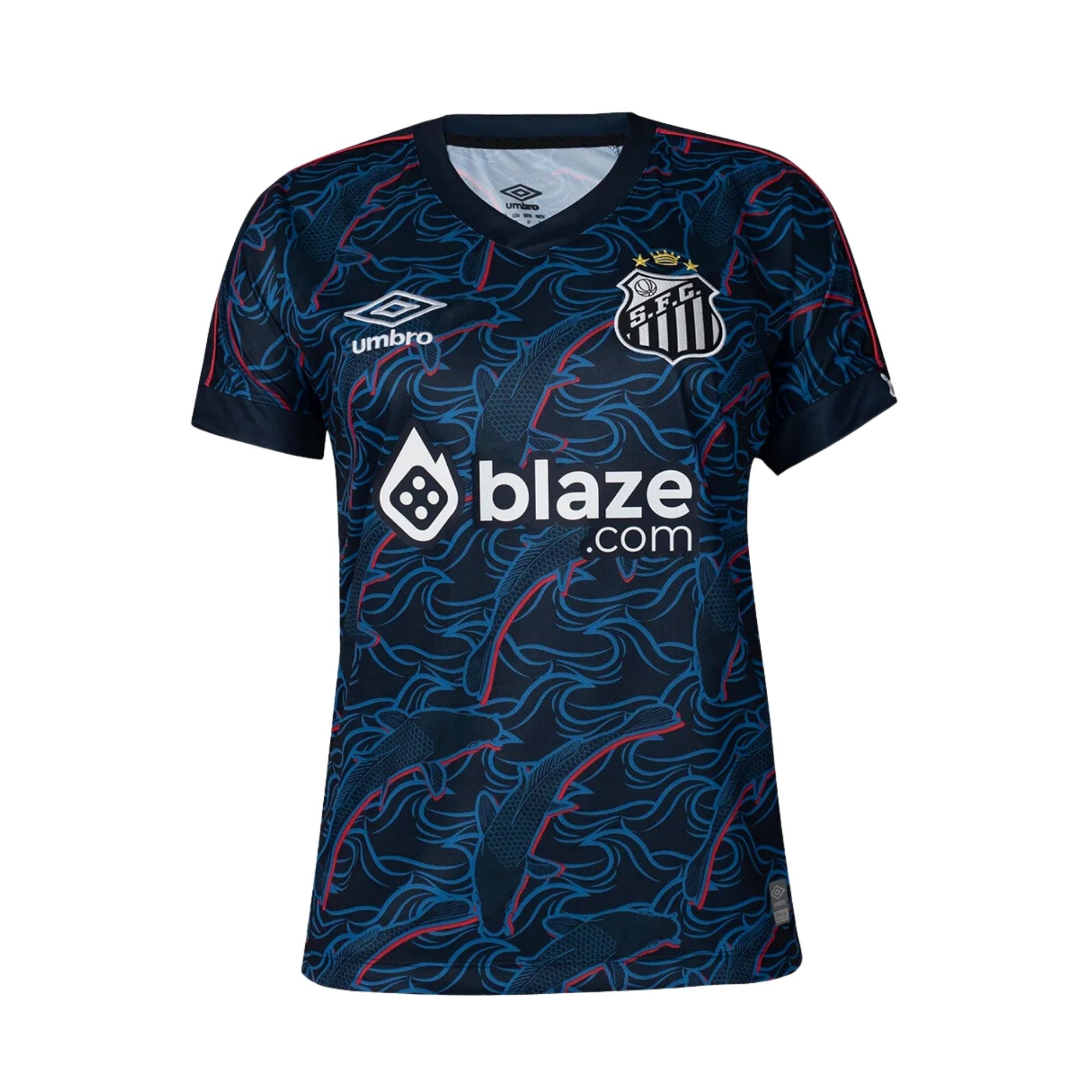 Camisa Santos 23/24 III Umbro Torcedora Feminina - Marinho/Vermelha
