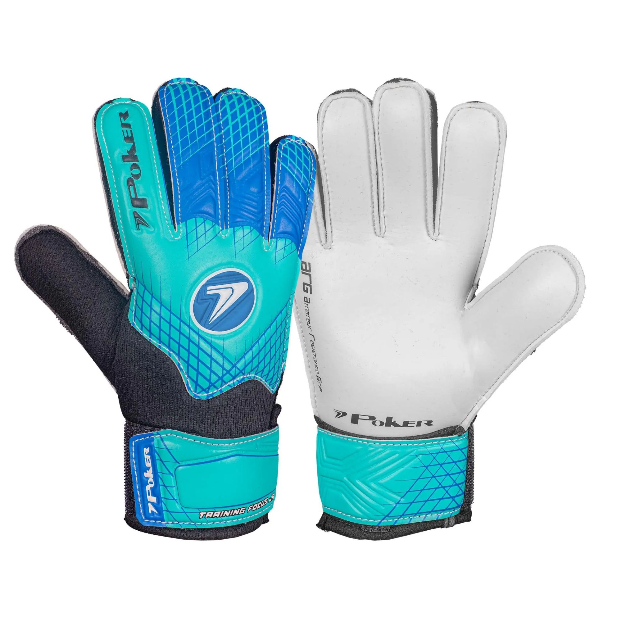 Luva Goleiro Poker Training Focus Infantil - Azul/Branca