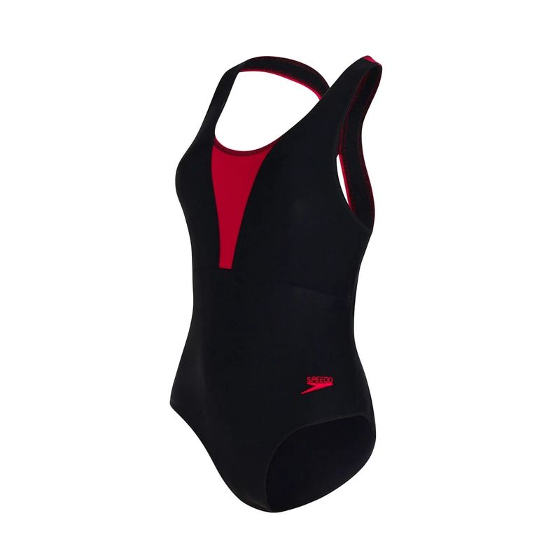 Maio-Speedo-X-Classic-Recorte-Feminino---Preto-Vermelho
