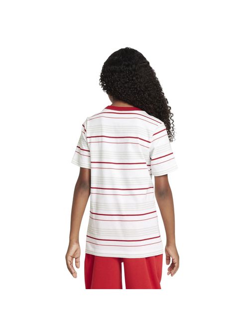 Camiseta Nike Club Stripe Infantil - Branca/Vermelha
