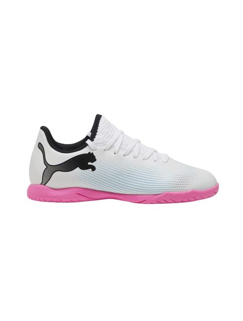 Chuteira Futsal Puma Future 7 Play Infantil - Branca/Rosa