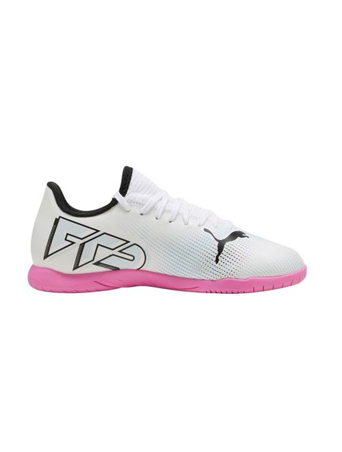 Chuteira Futsal Puma Future 7 Play Infantil - Branca/Rosa