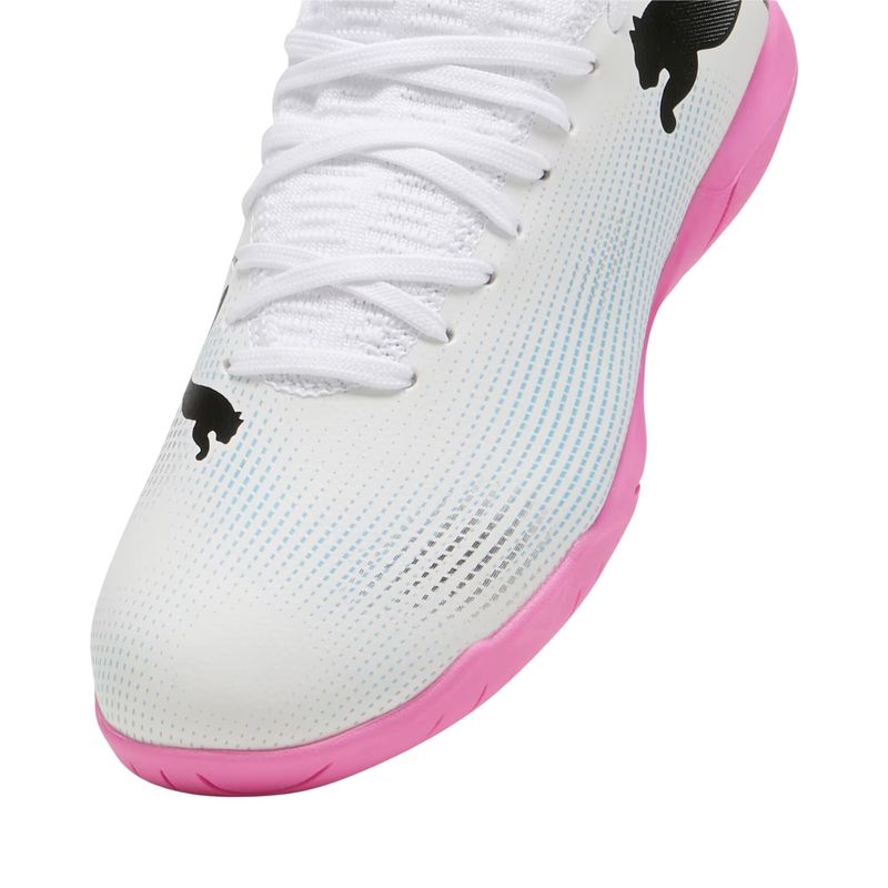 Chuteira Futsal Puma Future 7 Play Infantil - Branca/Rosa