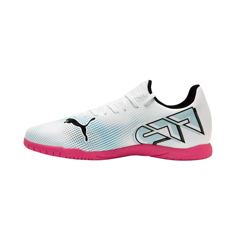 Chuteira Futsal Neymar Jr Puma Future 7 Play Masculina - Branca/Rosa