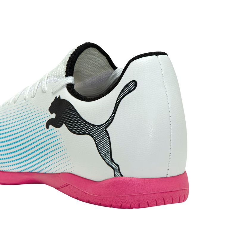 Chuteira Futsal Neymar Jr Puma Future 7 Play Masculina - Branca/Rosa