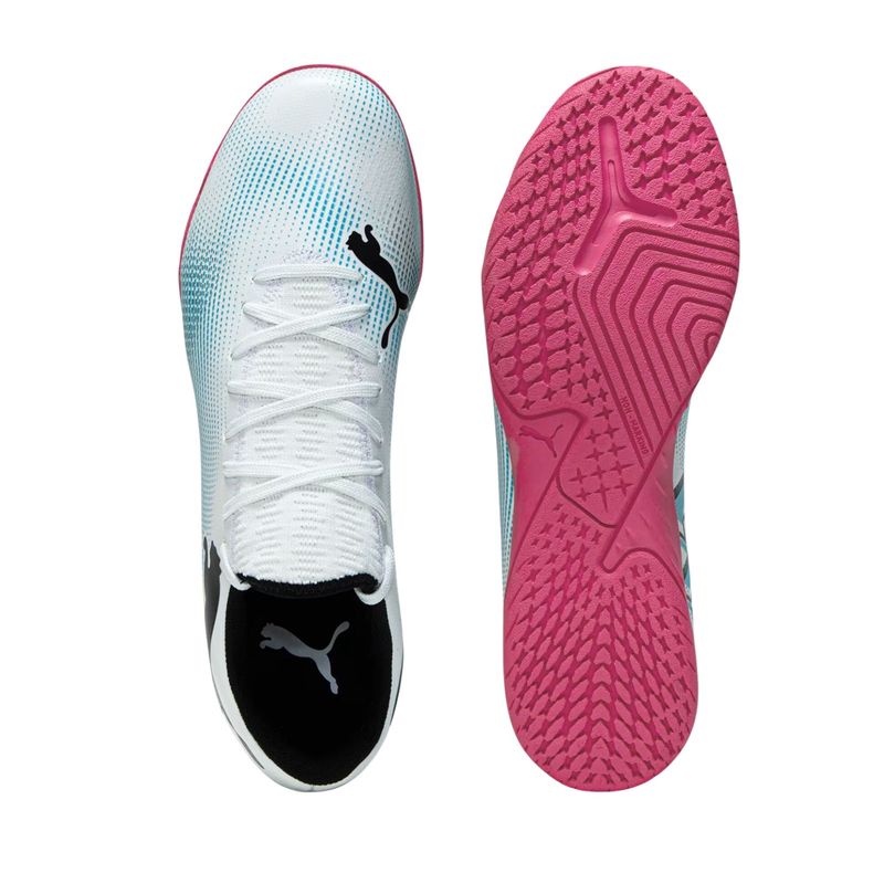 Chuteira Futsal Neymar Jr Puma Future 7 Play Masculina - Branca/Rosa