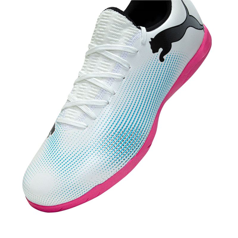 Chuteira Futsal Neymar Jr Puma Future 7 Play Masculina - Branca/Rosa