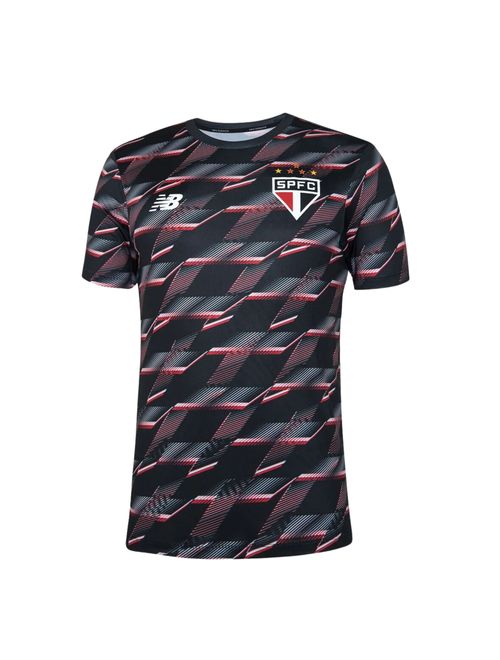 Camisa São Paulo 2024 New Balance Pré Jogo SPFC Masculina - Preta/Vermelha