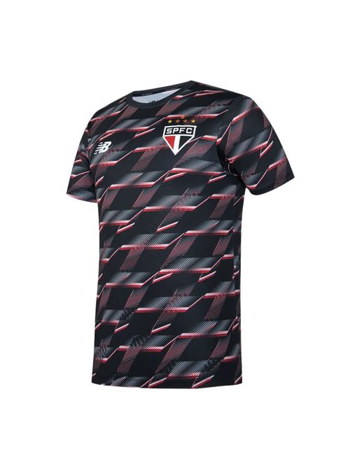 Camisa São Paulo 2024 New Balance Pré Jogo SPFC Masculina - Preta/Vermelha
