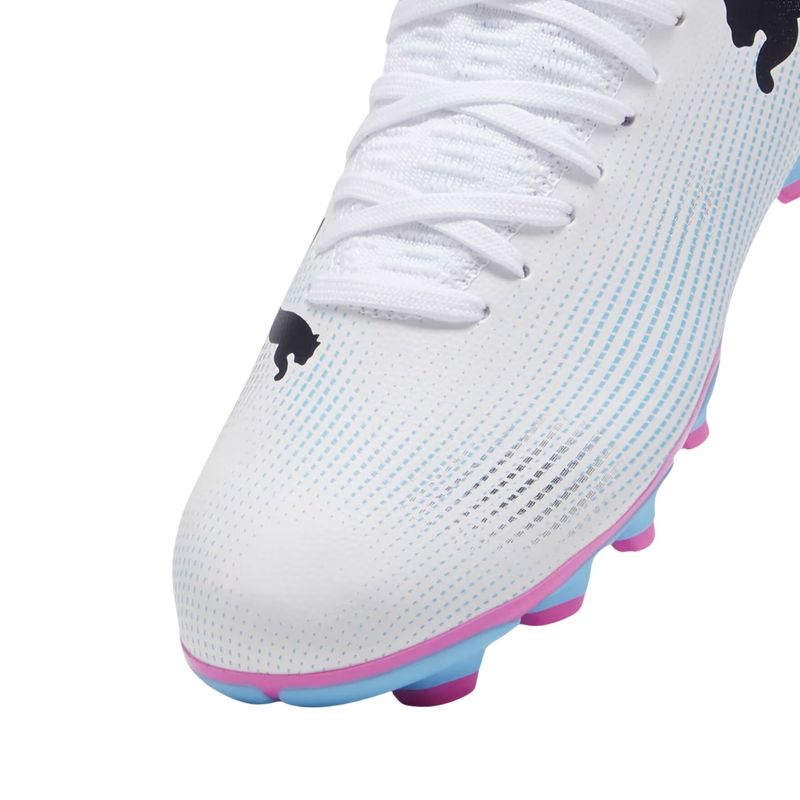 Chuteira Campo Puma Future 7 Play Infantil - Branca/Rosa