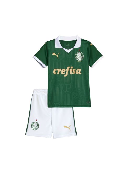 Conjunto Palmeiras I 24/25 Puma Home Infantil - Verde/Branco