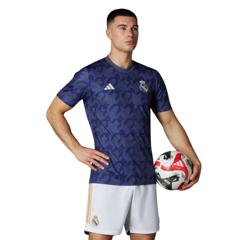 Camisa Real Madrid Adidas Pré Jogo Masculina - Azul/Cinza