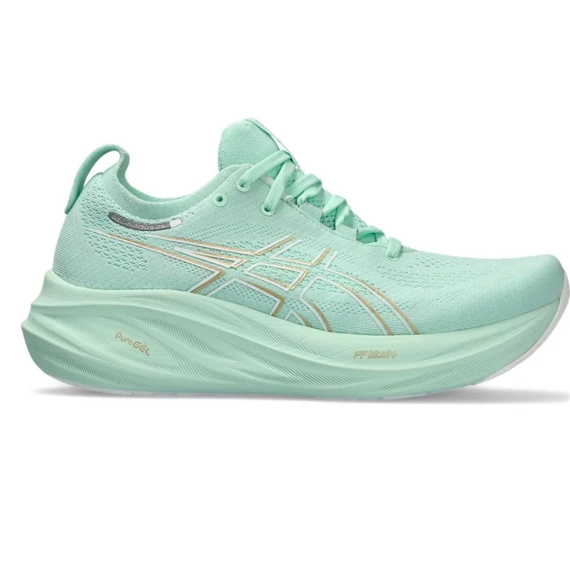 Tênis Asics Gel-Nimbus 26 Feminino Verde/Dourado Bayard Esportes