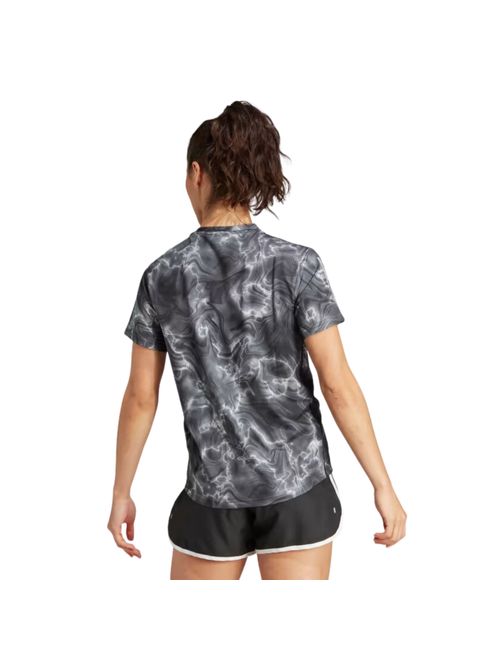 Camiseta Adidas Own The Run Allover Print Feminina - Preta/Branca