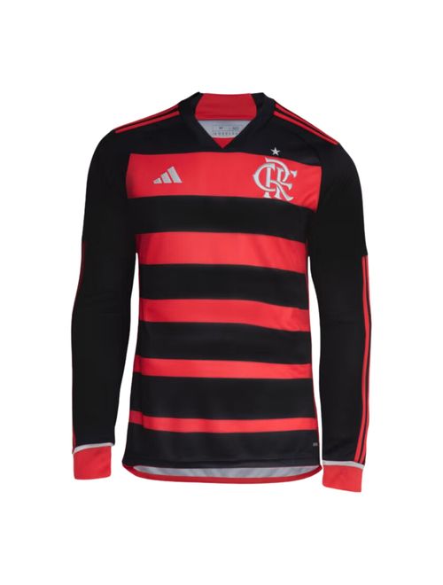 Camisa Flamengo I 24/25 Adidas Manga Longa Masculina - Vermelha/Preta