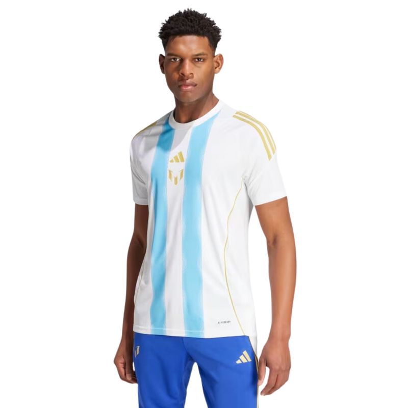 Camiseta Messi Adidas Treino Pitch 2 Street Masculina - Branca/Azul