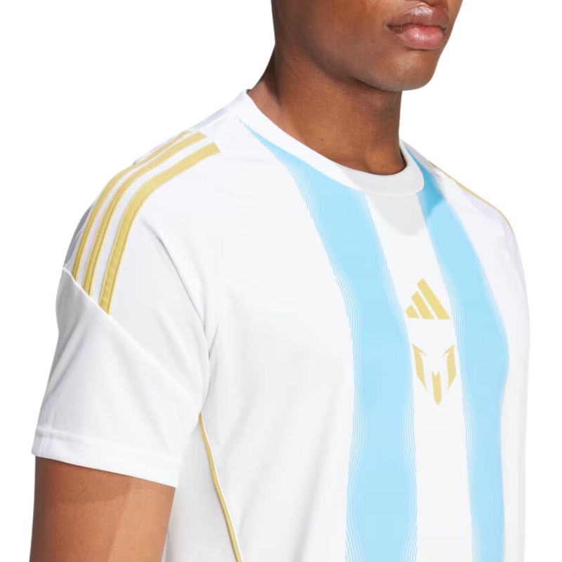 Camiseta Messi Adidas Treino Pitch 2 Street Masculina - Branca/Azul