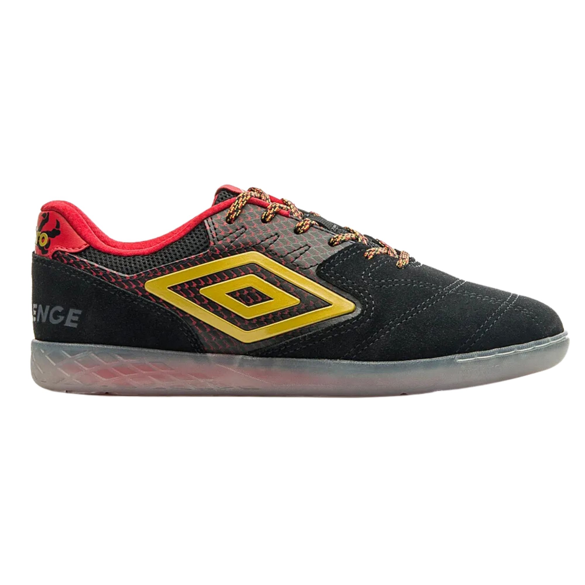 Chuteira Futsal Umbro Challenge Dragon Year Masculina - Preta/Vermelha