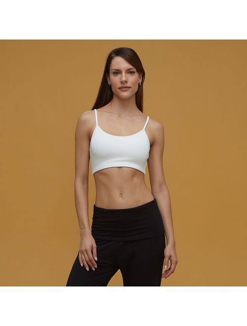Top Yoga Alça Fina Moletom Bambu - Off White