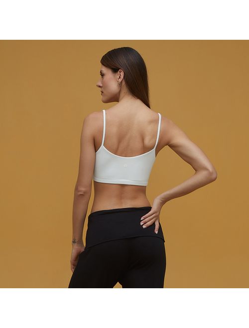 Top Yoga Alça Fina Moletom Bambu - Off White