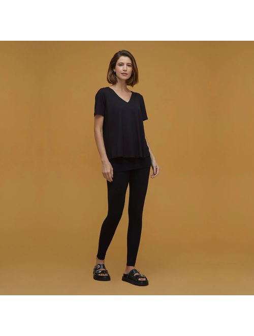 Legging Yoga Vira Cós Moletom Bambu - Preta