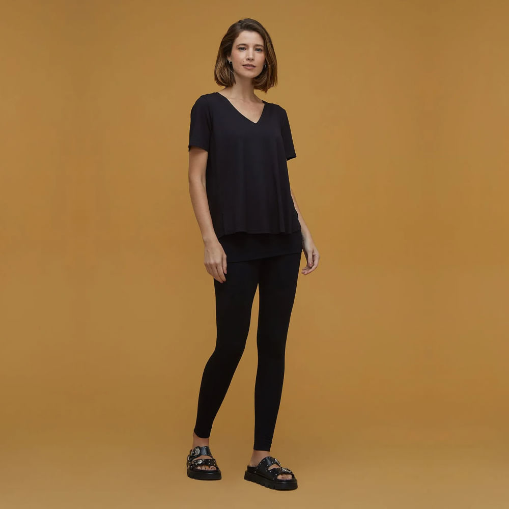 Legging Yoga Vira Cós Moletom Bambu - Preta