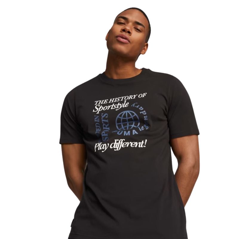Camiseta Puma Graphics Legacy Archiv Masculina - Preta