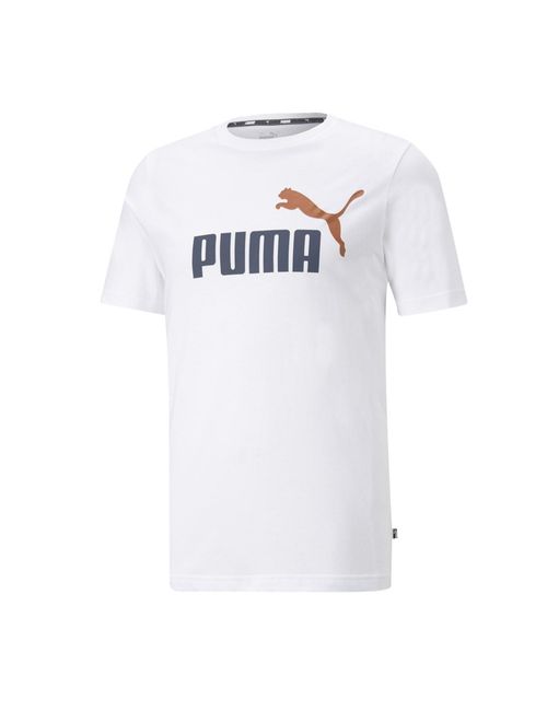 Camiseta Puma Essentials+ 2 Colour Logo Tee Masculina - Branca