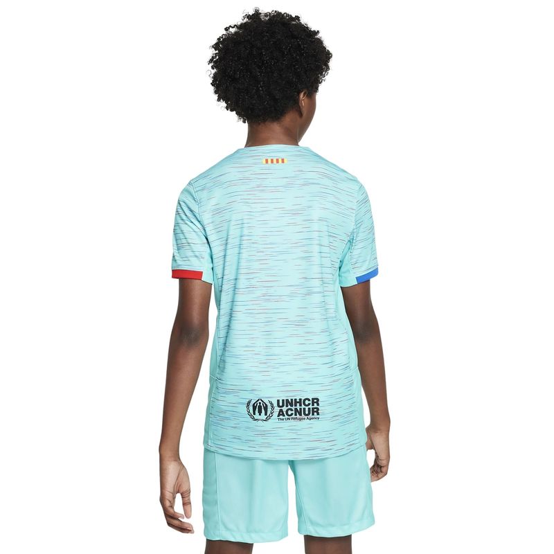 Camisa Barcelona III 23/24 Nike Stadium Infantil - Azul/Preto