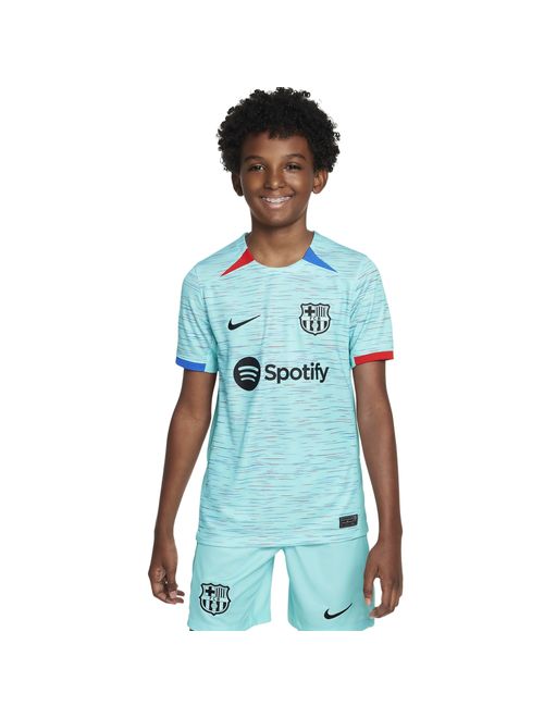 Camisa Barcelona III 23/24 Nike Stadium Infantil - Azul/Preto