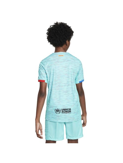 Camisa Barcelona III 23/24 Nike Stadium Infantil - Azul/Preto
