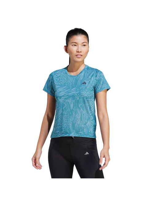 Camiseta Adidas Estampada Run Icons 3 Bar Feminina - Turqueza