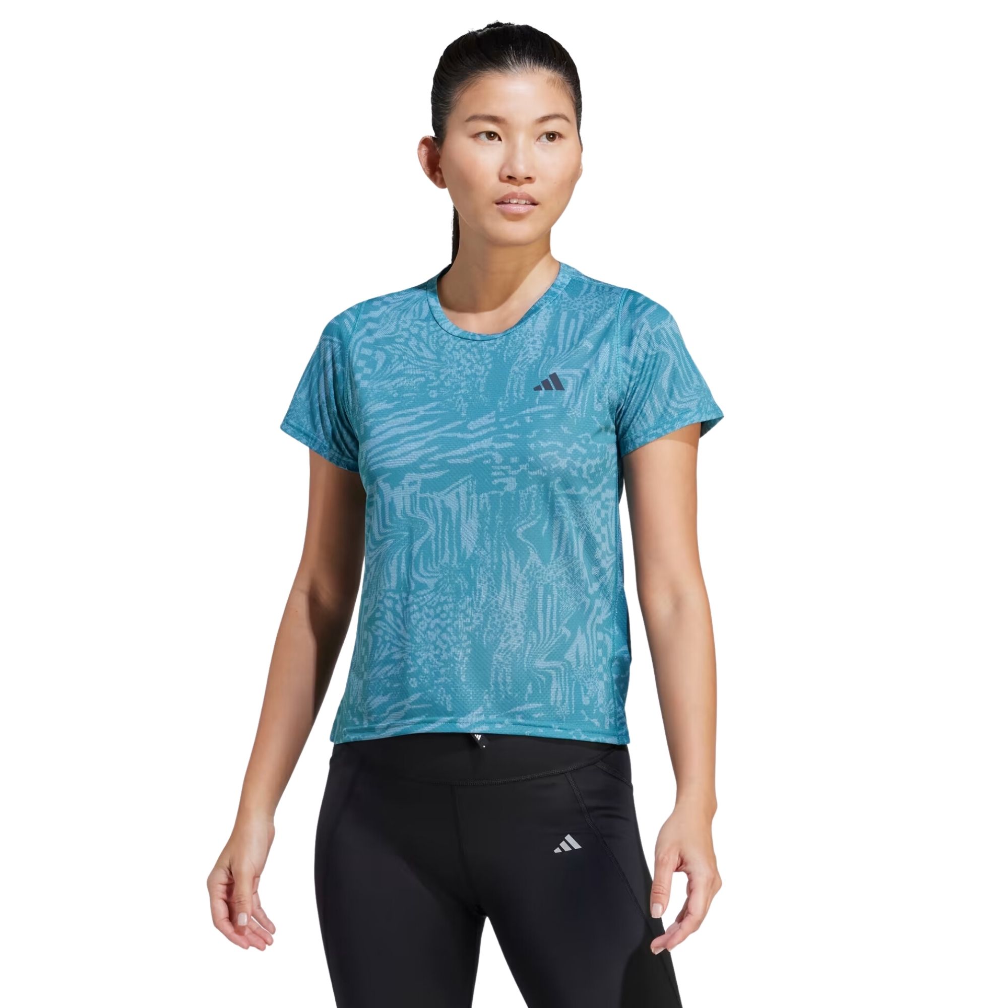 Camiseta Adidas Estampada Run Icons 3 Bar Feminina - Turqueza