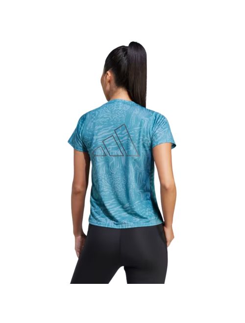 Camiseta Adidas Estampada Run Icons 3 Bar Feminina - Turqueza