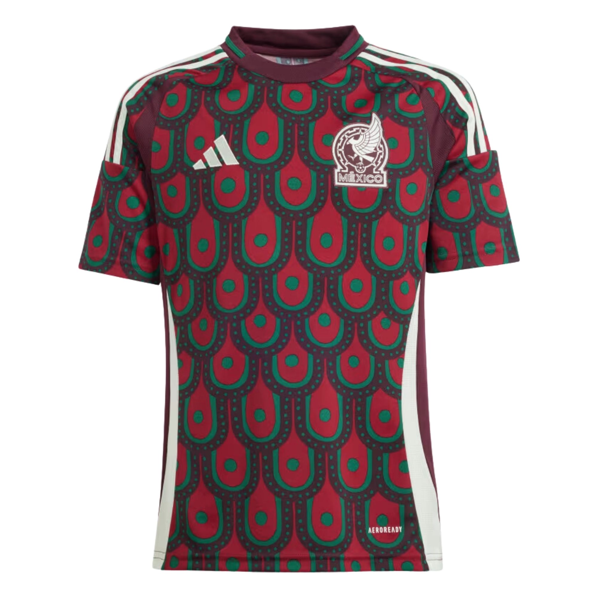 Camisa México I 2024/25 Adidas FMF Infantil - Vermelha/Multicolor