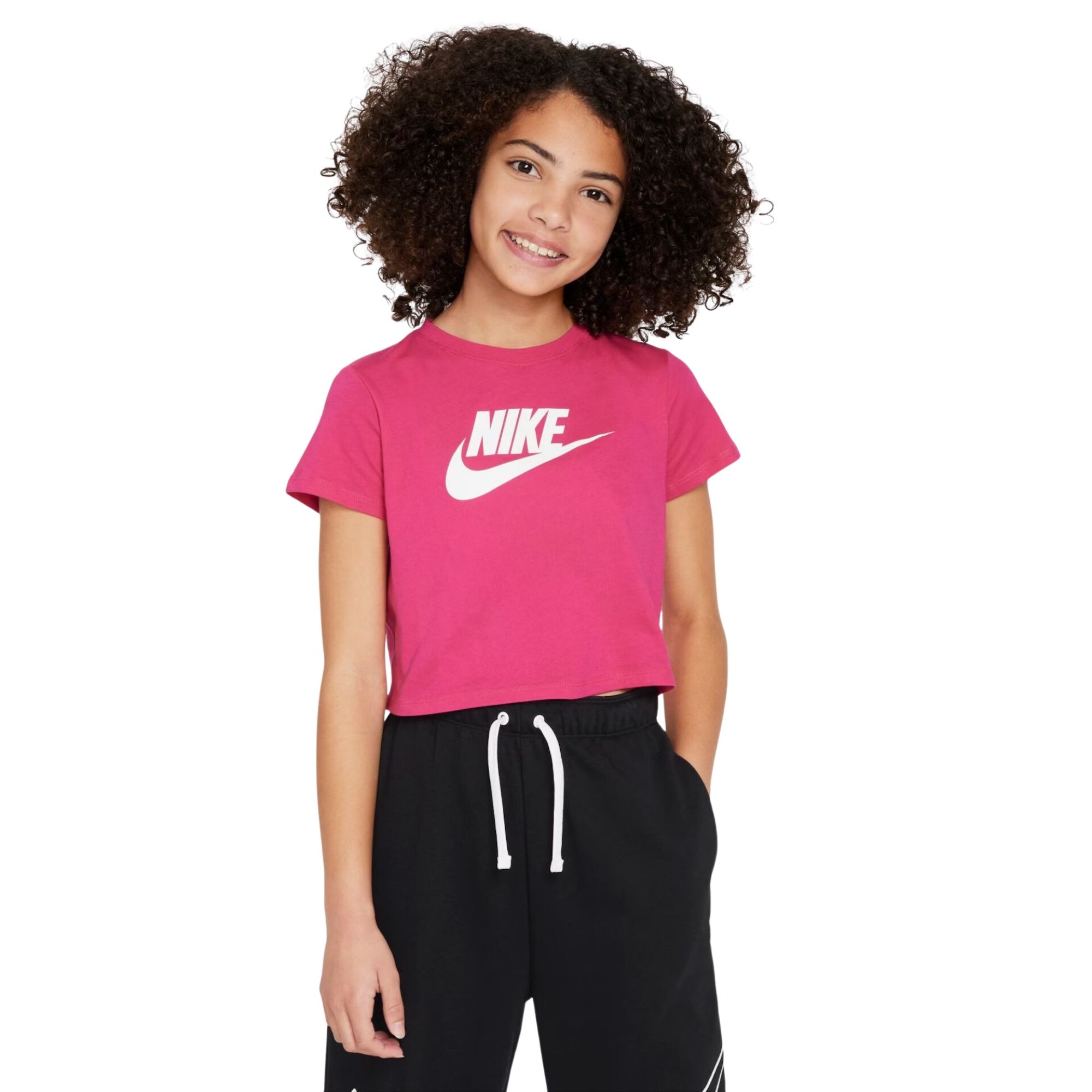 Camiseta Nike Sportswear Crop Futura Infantil - Rosa