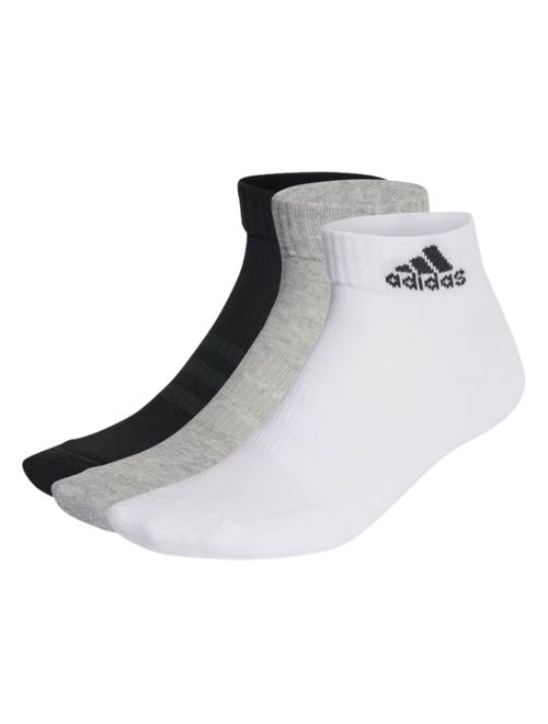 Meia Adidas Cushioned Ankle 3 Pares Unissex - Branca/Cinza/Preta