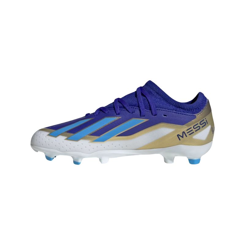 Chuteira-Campo-Adidas-Crazyfast-League-23-FG-J-Messi-Infantil---Azul-Branco