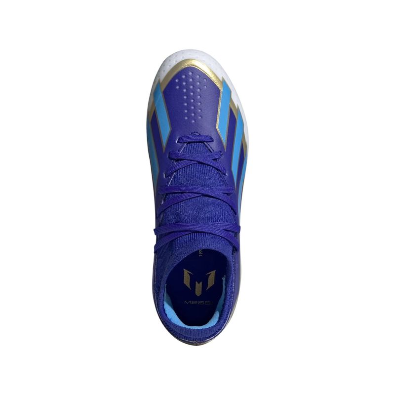 Chuteira-Campo-Adidas-Crazyfast-League-23-FG-J-Messi-Infantil---Azul-Branco