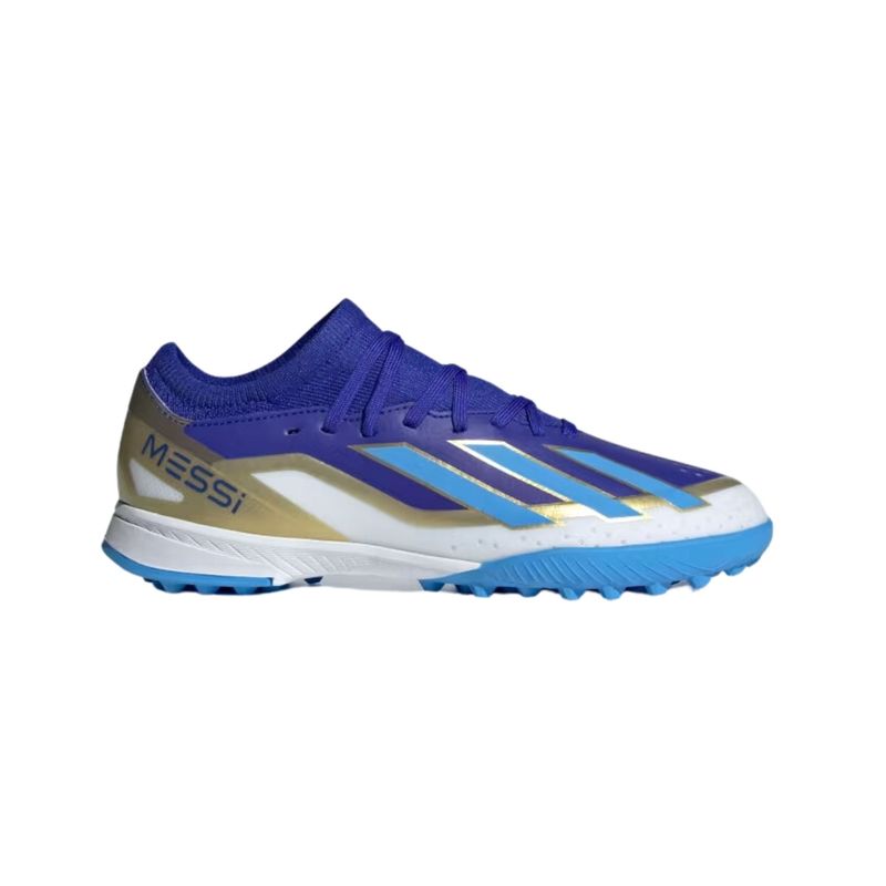 Chuteira-Society-Adidas-X-Crazyfast-23-Messi-League-Infantil---Azul-Branco