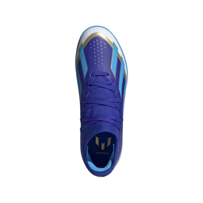 Chuteira-Society-Adidas-X-Crazyfast-23-Messi-League-Infantil---Azul-Branco
