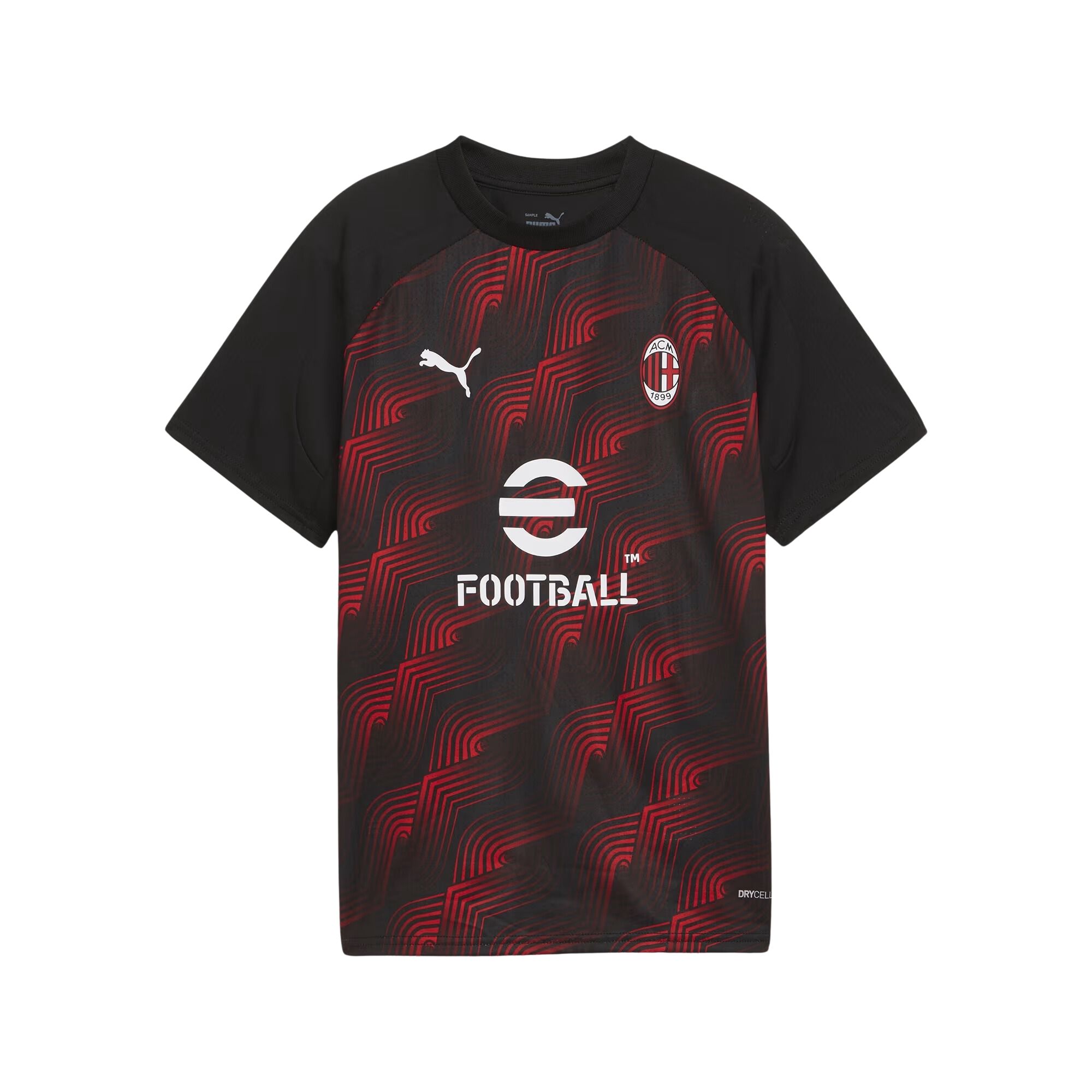 Camisa Ac Milan Puma Pré Jogo Infantil - Preta/Vermelha