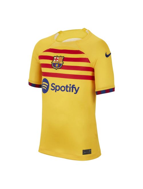Camisa FC Barcelona 2023/24 Nike Stadium Infantil - Amarela/Vermelha