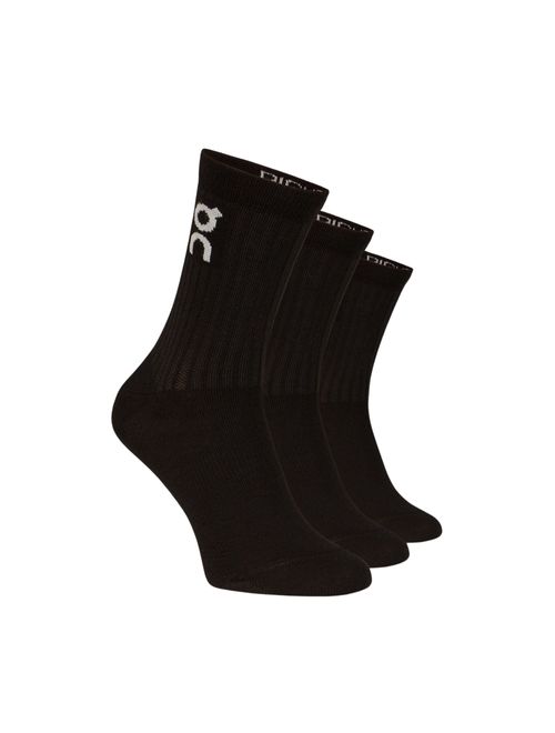 Meia On Running Logo 3 Pares Unissex - Preta
